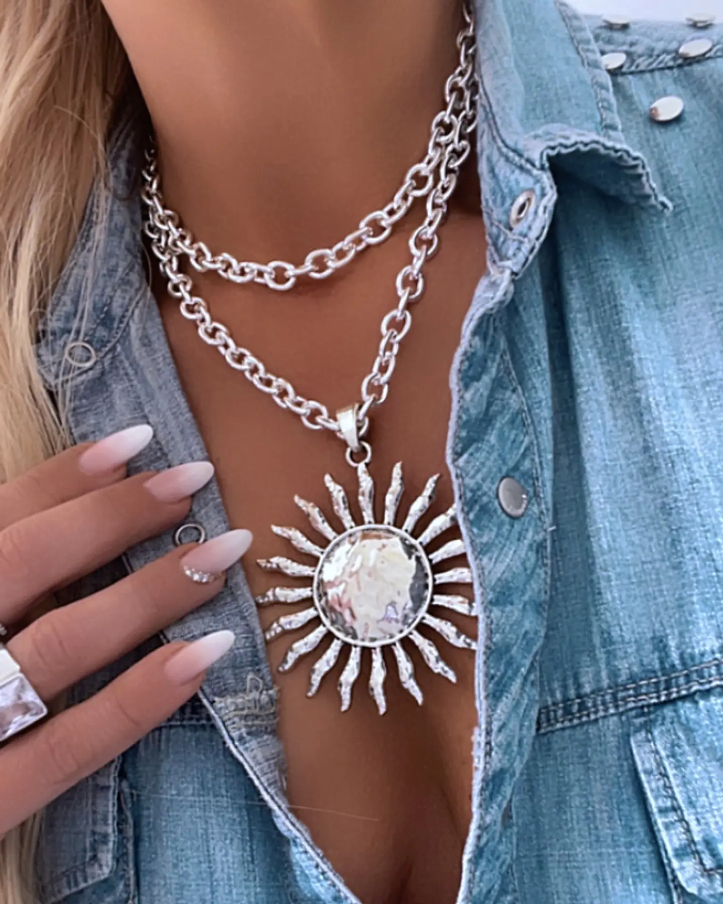 Collar XL Maxi Sol eslabones ovalados Silver 3