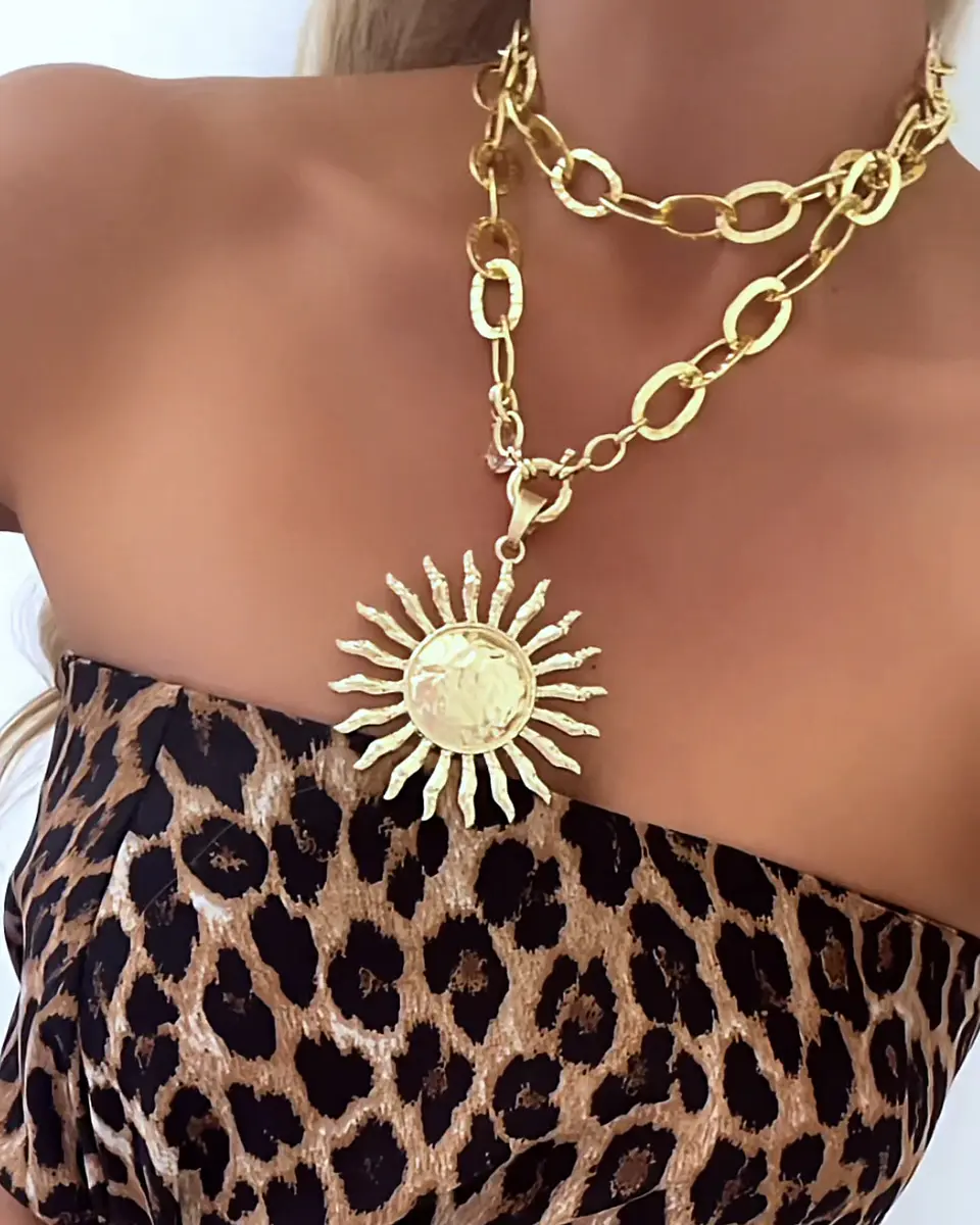 Collar XL Maxi Sol punto Luz Maxi eslabones gold  5