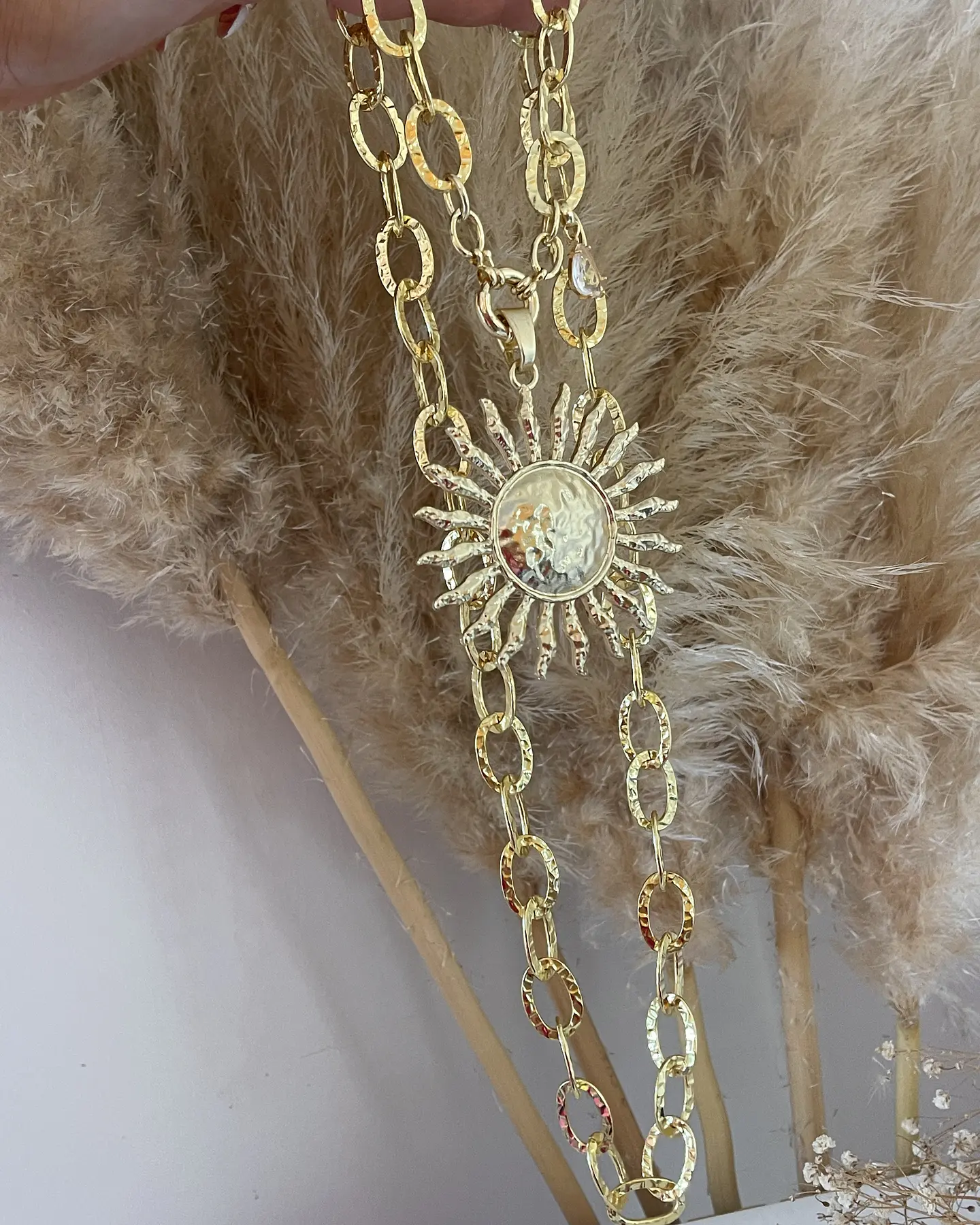 Collar XL Maxi Sol punto Luz Maxi eslabones gold  4
