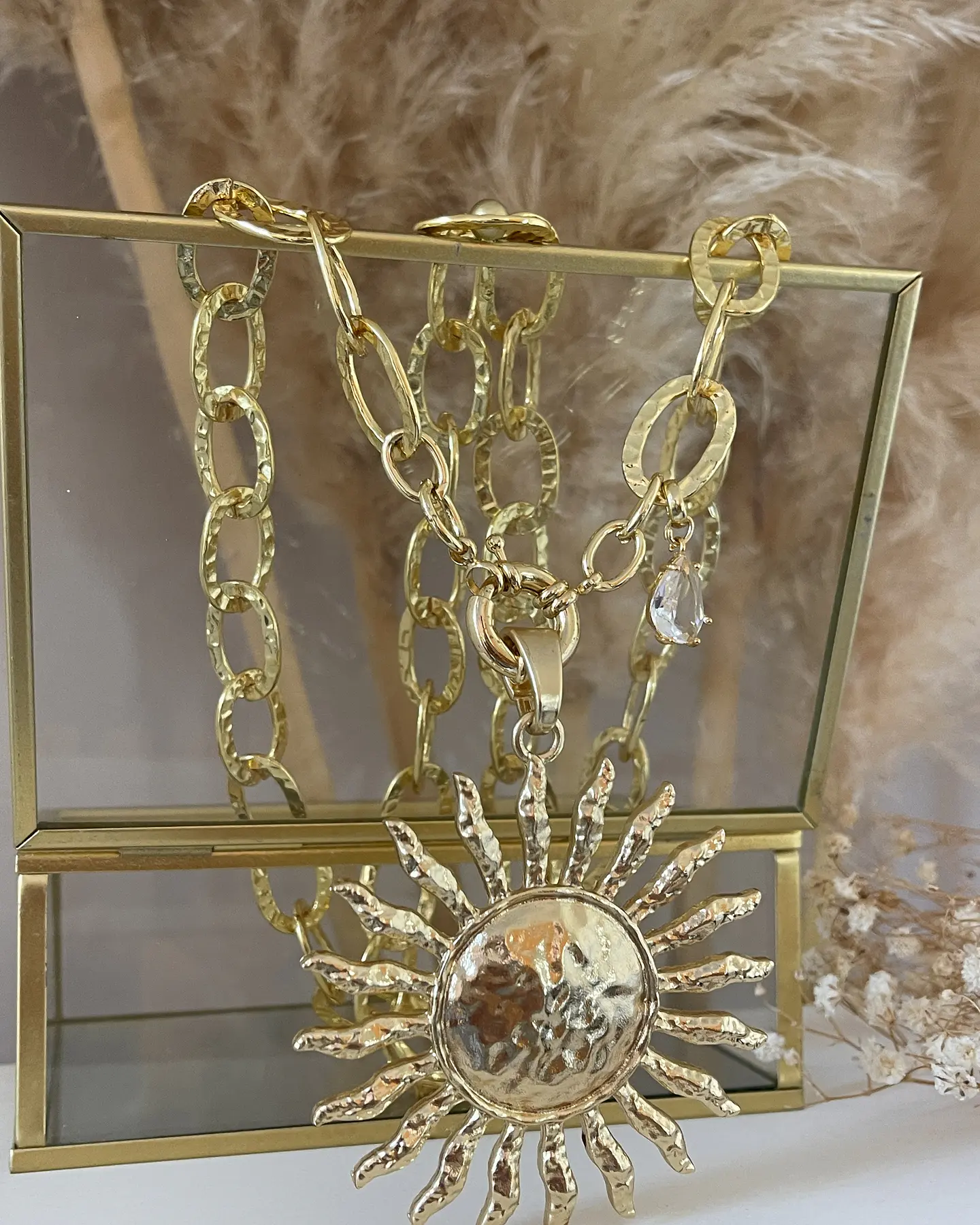 Collar XL Maxi Sol punto Luz Maxi eslabones gold  7