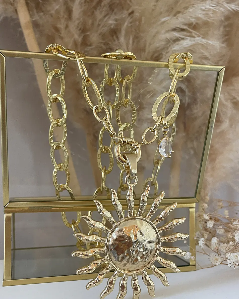 Collar XL Maxi Sol punto Luz Maxi eslabones gold  7