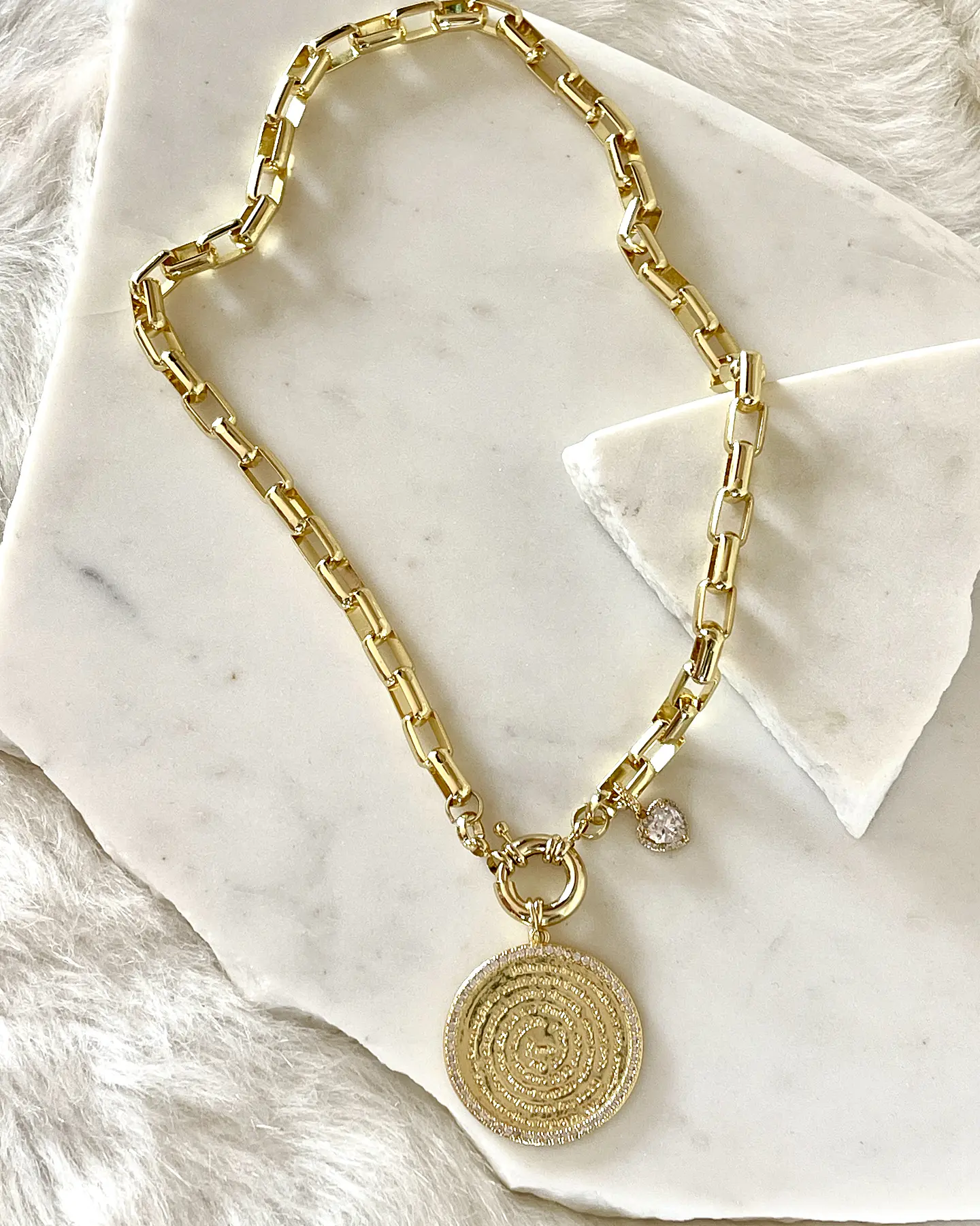 Collar Medallón Padre Nuestro Circones eslabones Gold  7