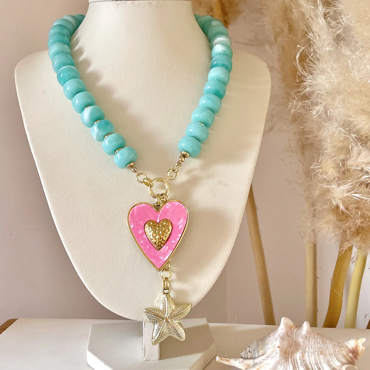 Collar Turquesa Cuore Rosa Mare💕🌊 2