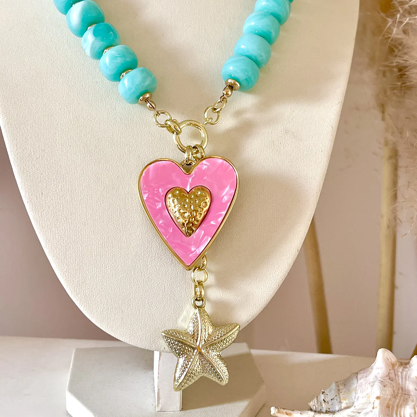 Collar Turquesa Cuore Rosa Mare💕🌊 4