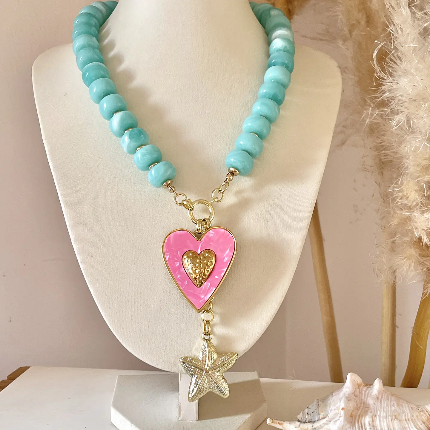 Collar Turquesa Cuore Rosa Mare💕🌊 6