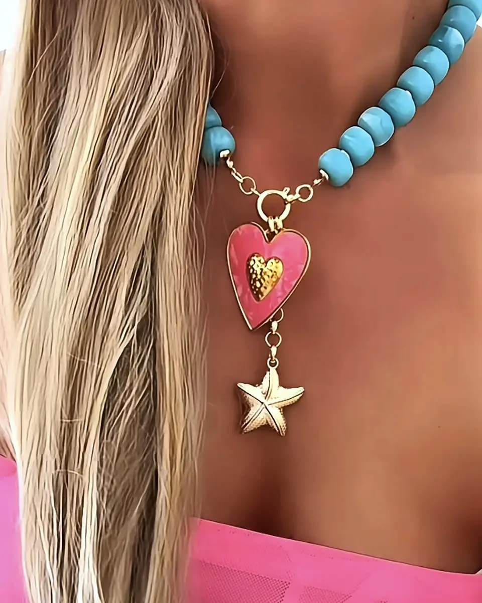Collar Turquesa Cuore Rosa Mare💕🌊 3