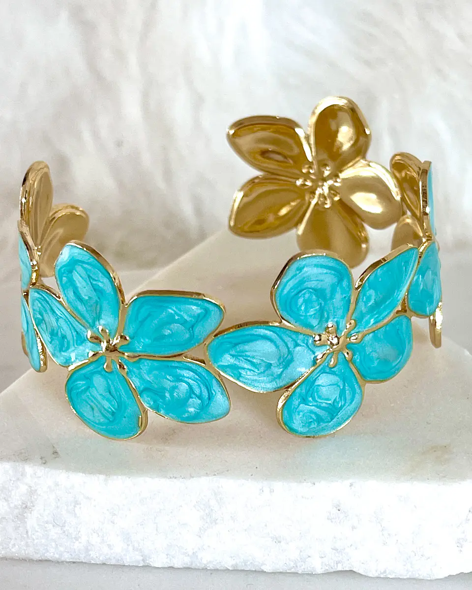 Brazalete Flor Turquesa Gold 2