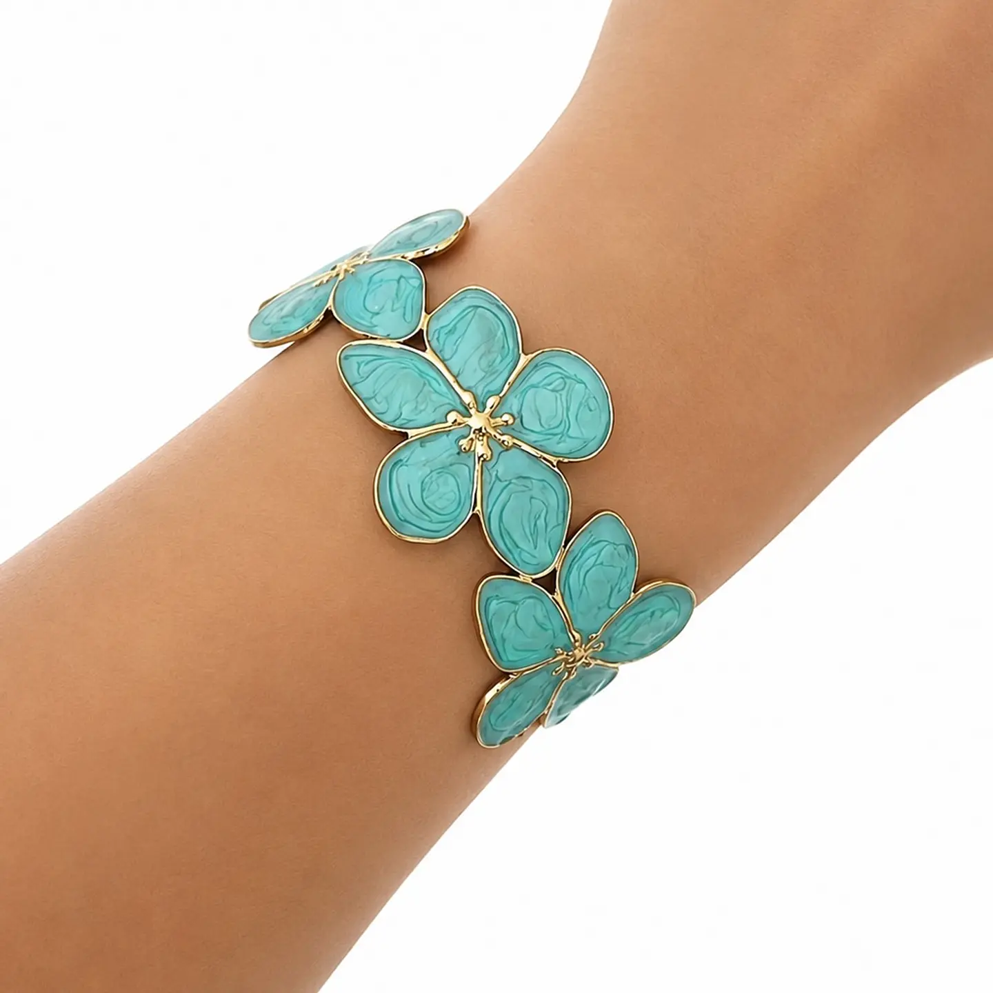 Brazalete Flor Turquesa Gold 3