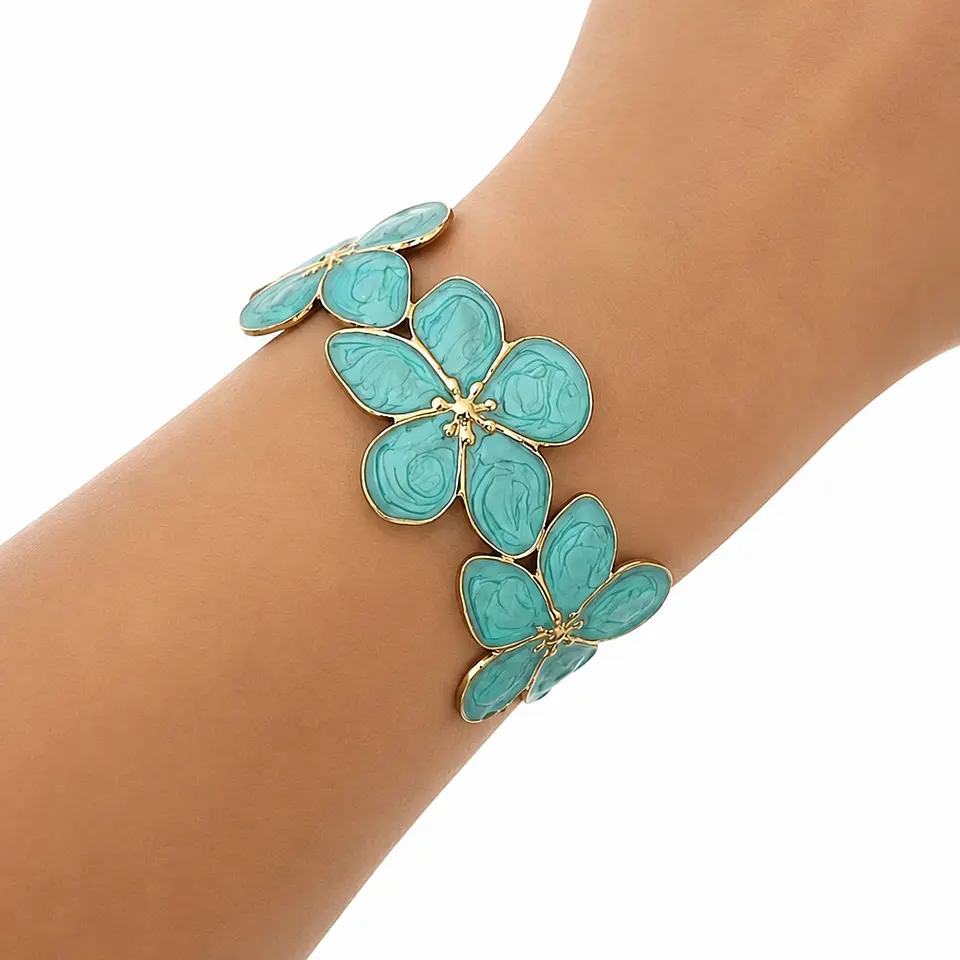 Brazalete Flor Turquesa Gold 3
