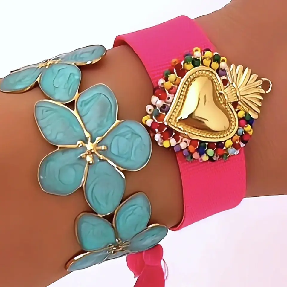 Brazalete Flor Turquesa Gold 1