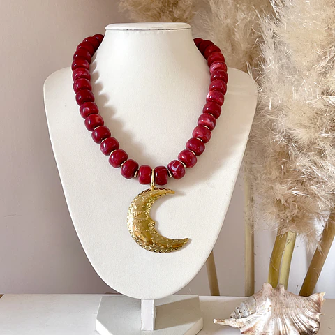 Collar Granate Luna Mare 🌙🌊❤️