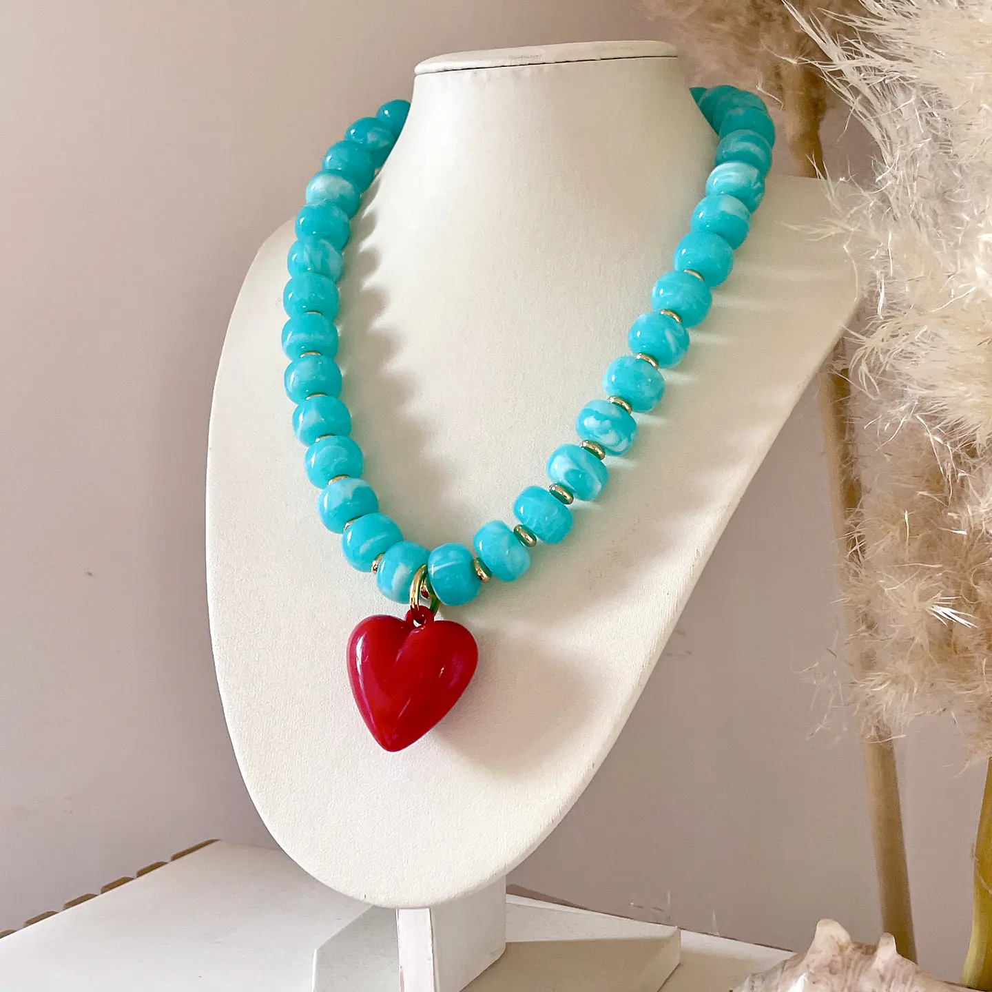 Collar Turquesa Cuore Rosso❤️🩵🌊 3