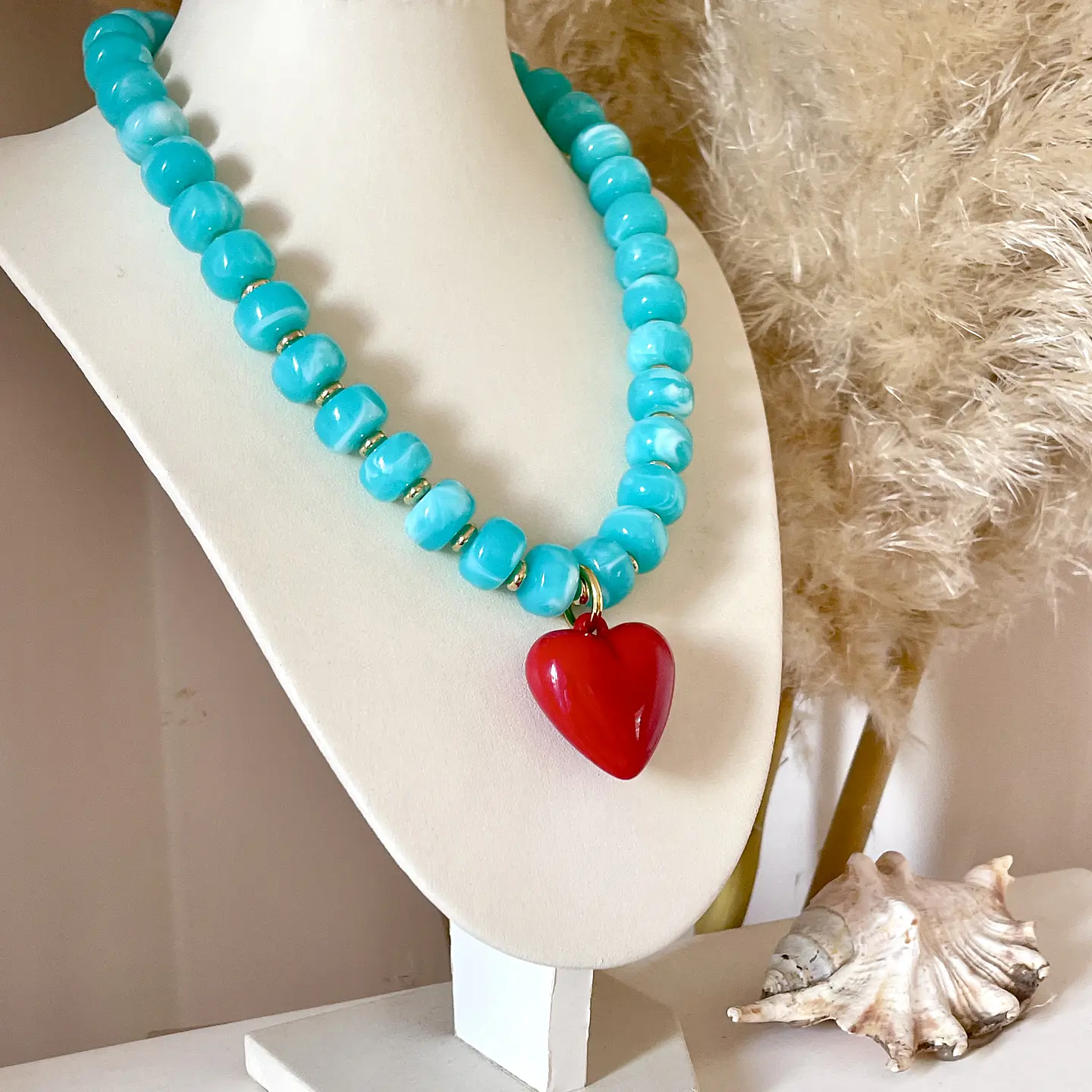 Collar Turquesa Cuore Rosso❤️🩵🌊 4