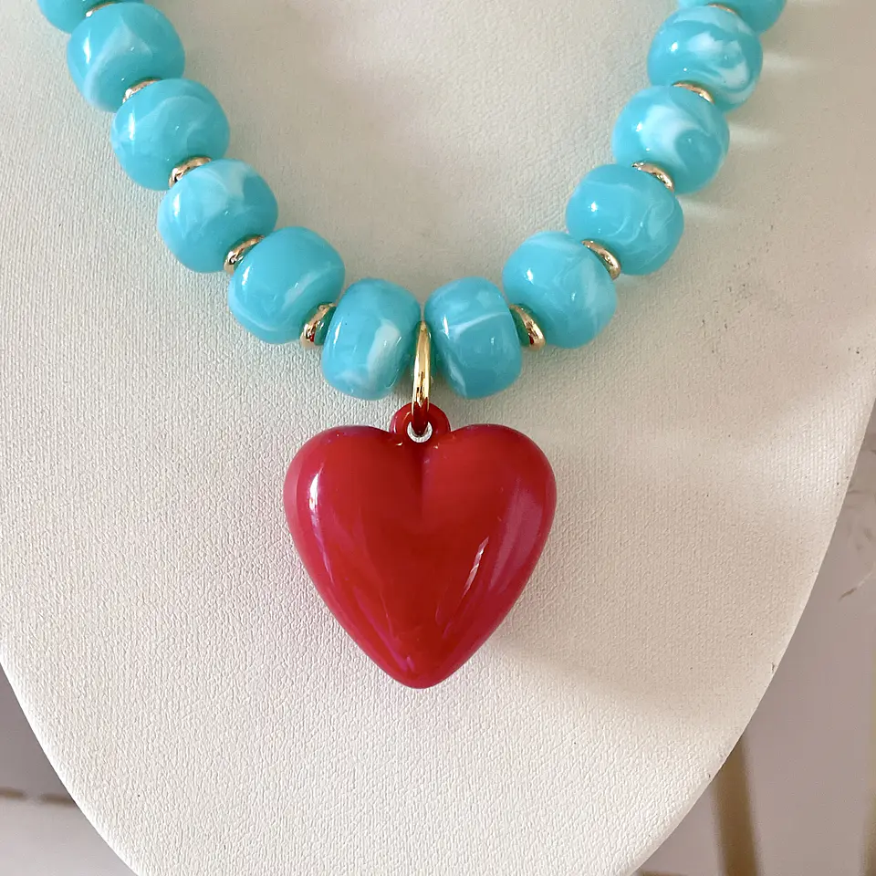 Collar Turquesa Cuore Rosso❤️🩵🌊 2