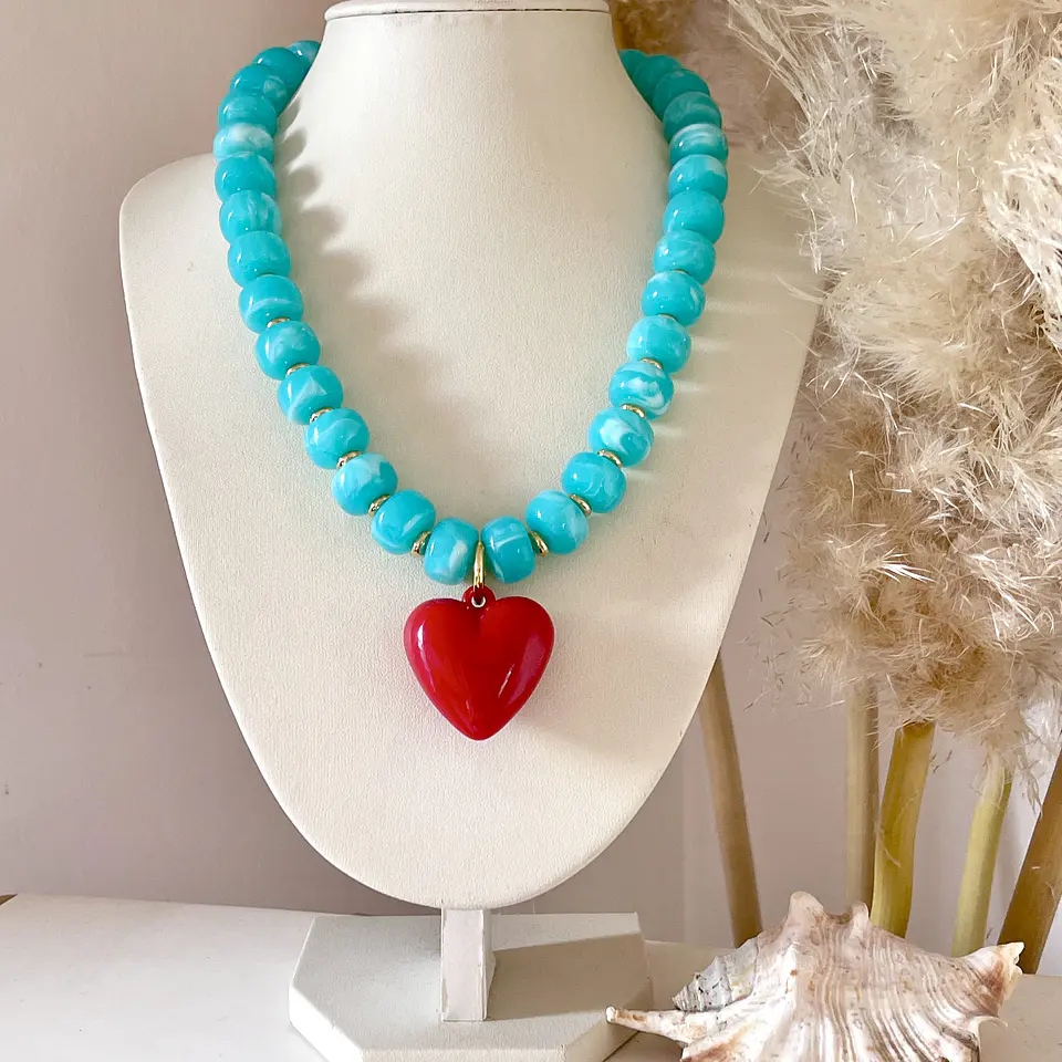 Collar Turquesa Cuore Rosso❤️🩵🌊 5