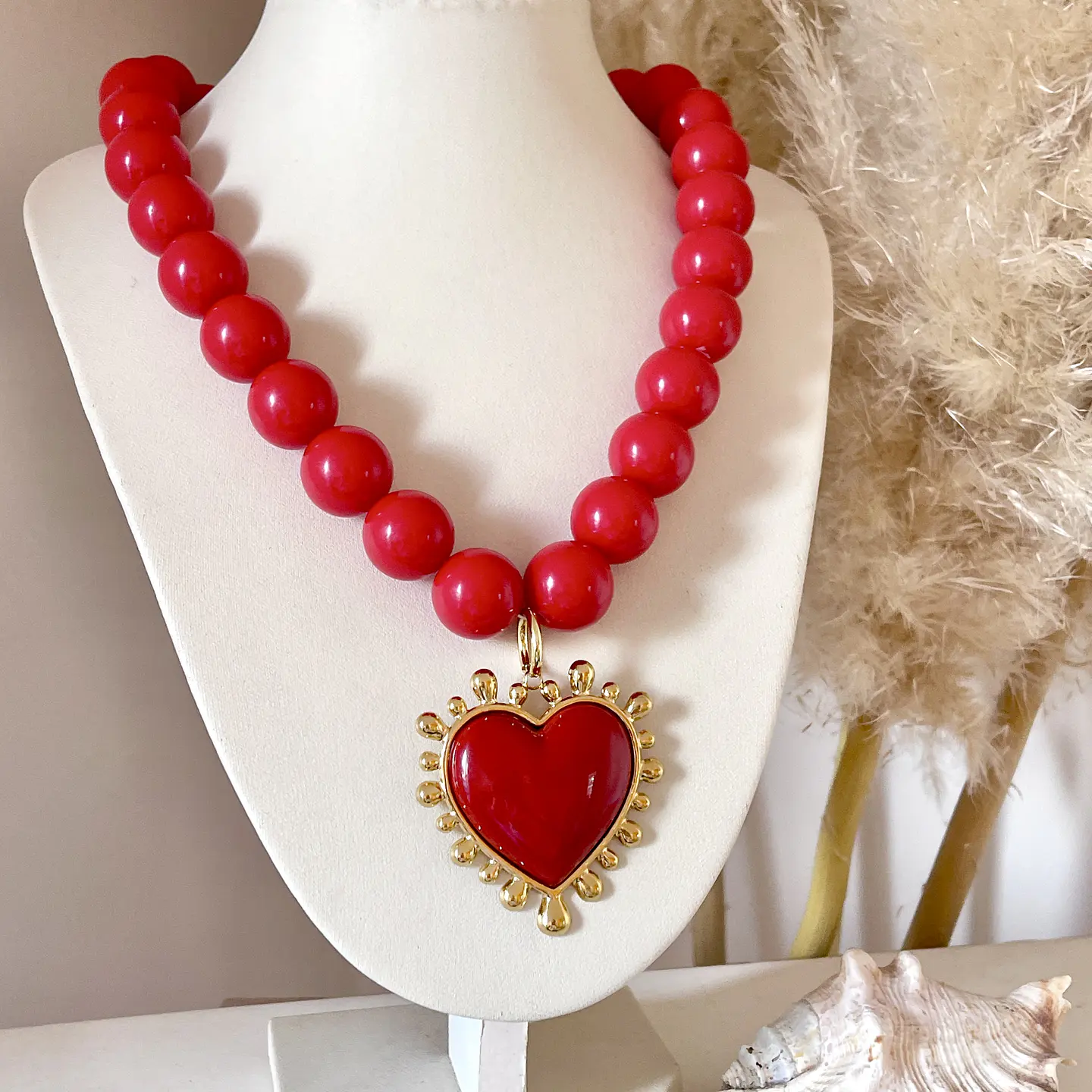 Collar Maxi Corazon Sagrado Rojo  ❤️‍🔥✨ 6