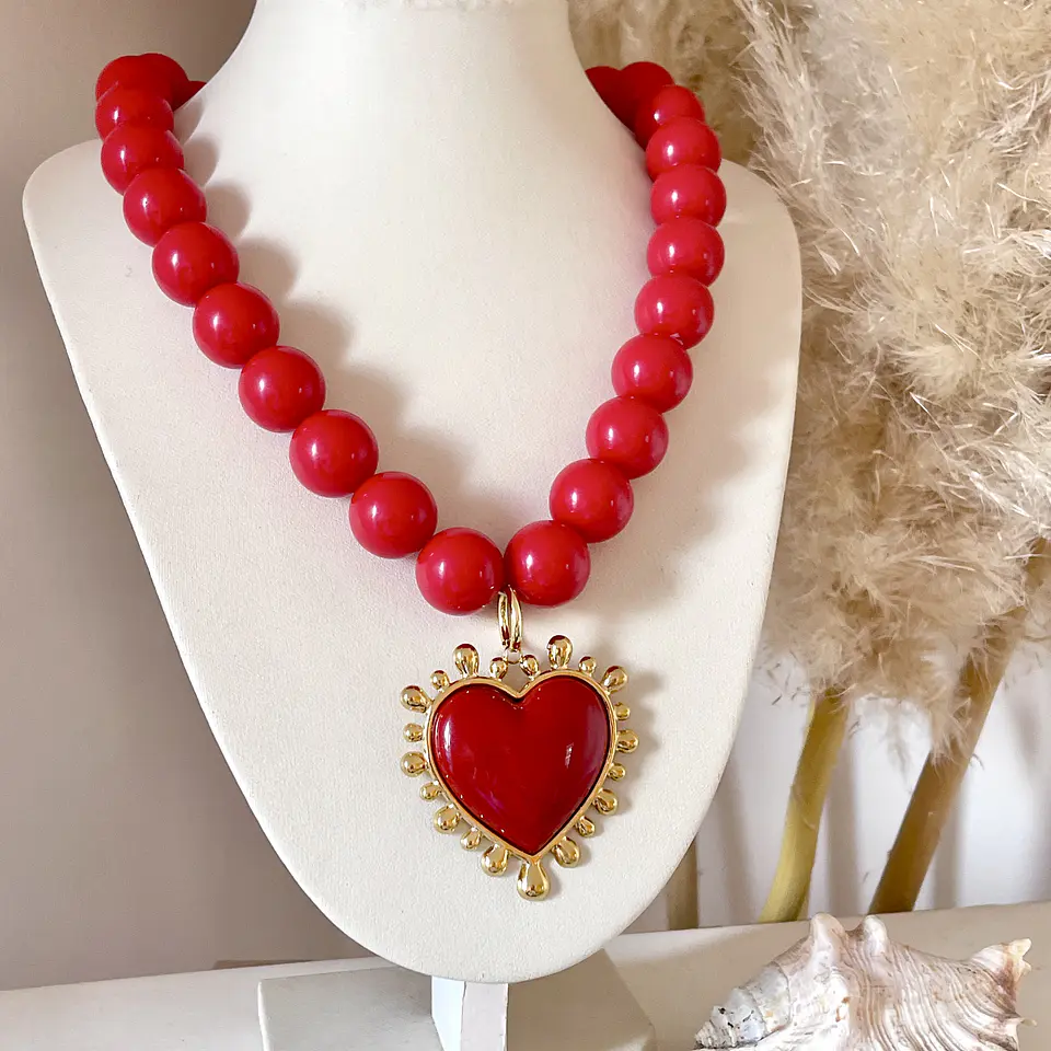 Collar Maxi Corazon Sagrado Rojo  ❤️‍🔥✨ 6