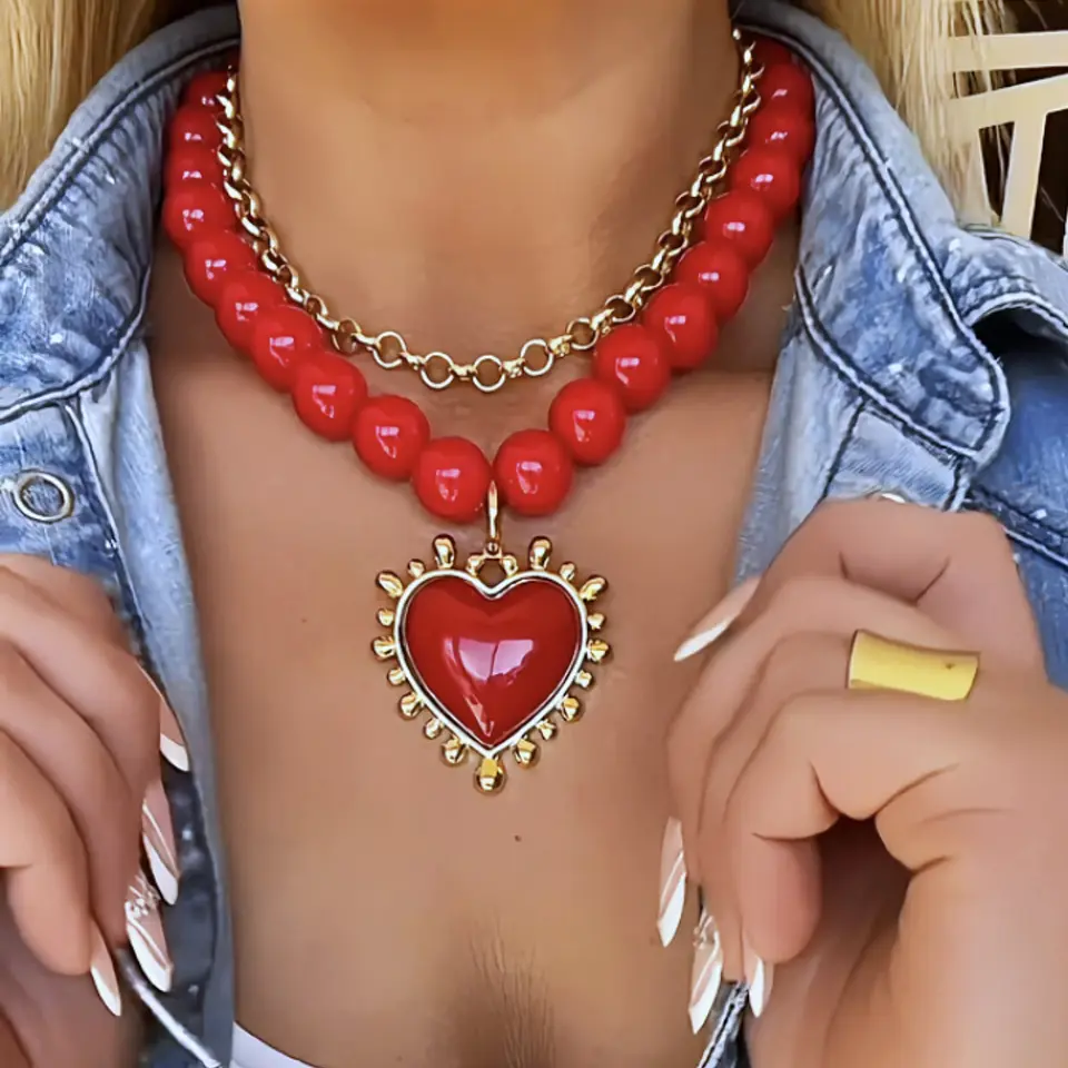 Collar Maxi Corazon Sagrado Rojo  ❤️‍🔥✨ 1