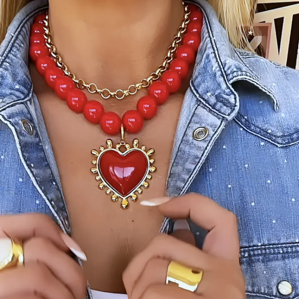 Collar Maxi Corazon Sagrado Rojo  ❤️‍🔥✨ 5