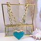 Collar Maxi Corazón Turquesa Broche Luxury Gold - Miniatura 2