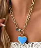Collar Maxi Corazón Turquesa Broche Luxury Gold - Miniatura 3