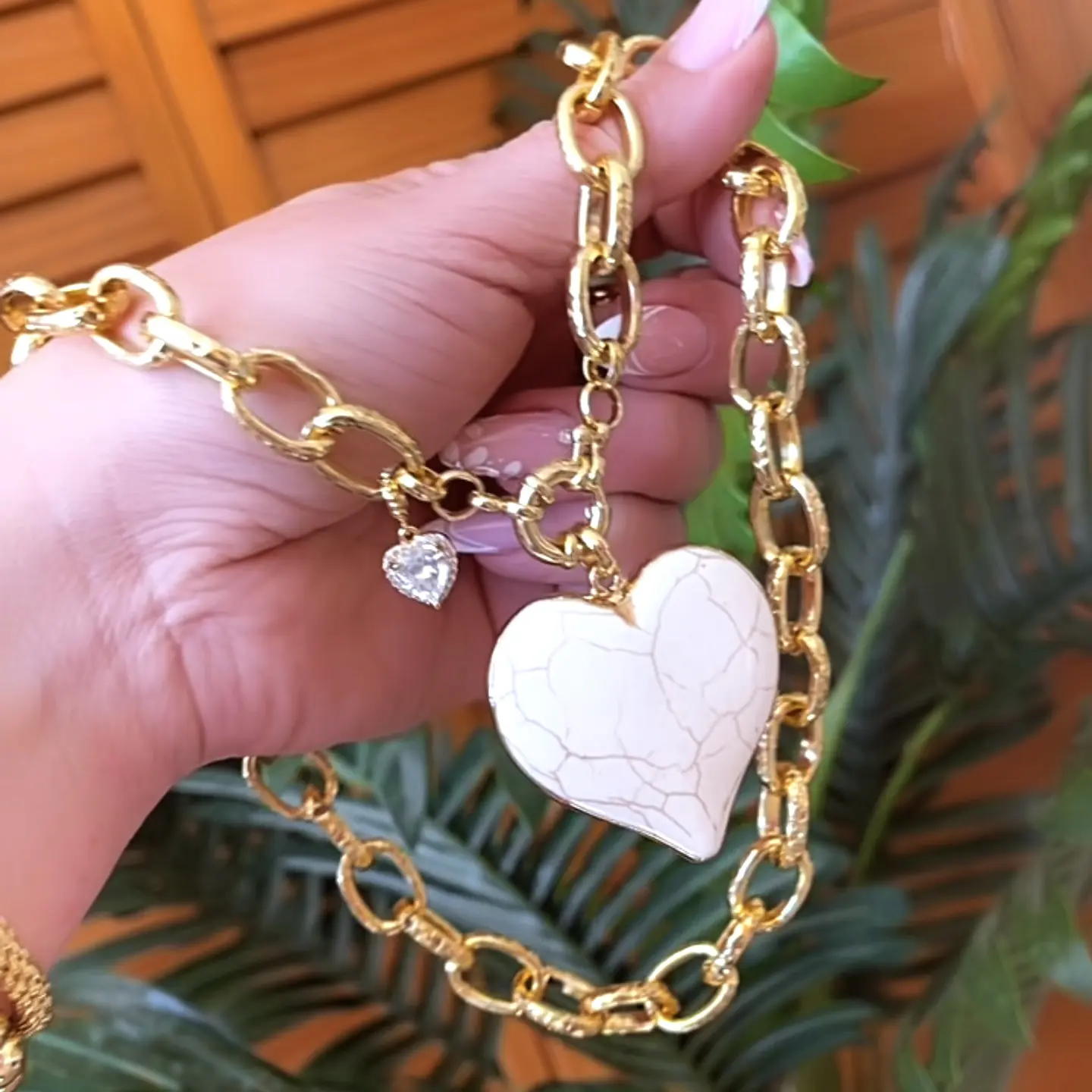Collar Maxi Corazón Blanco Gold 6