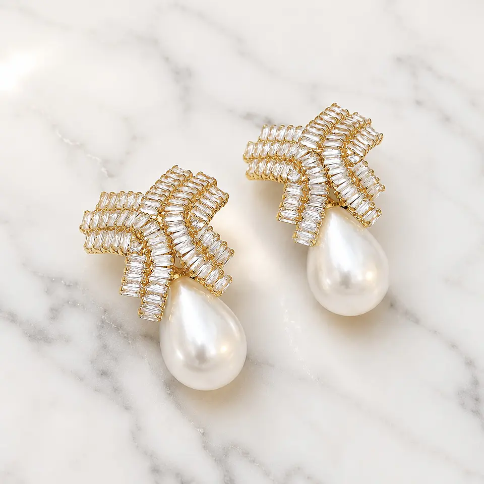 Aros Luxury Perla Aspen Circones Gold 1