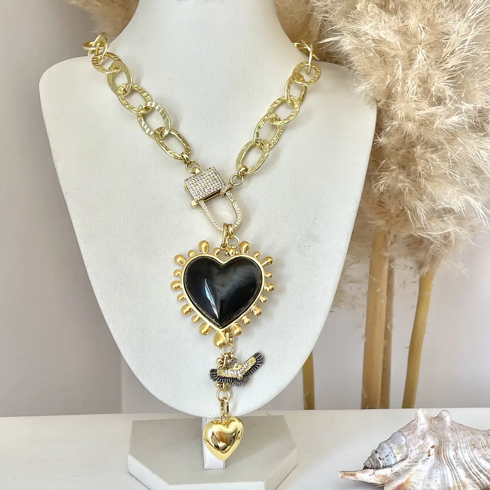 Collar Maxi Corazon Luxury Black & Gold 3