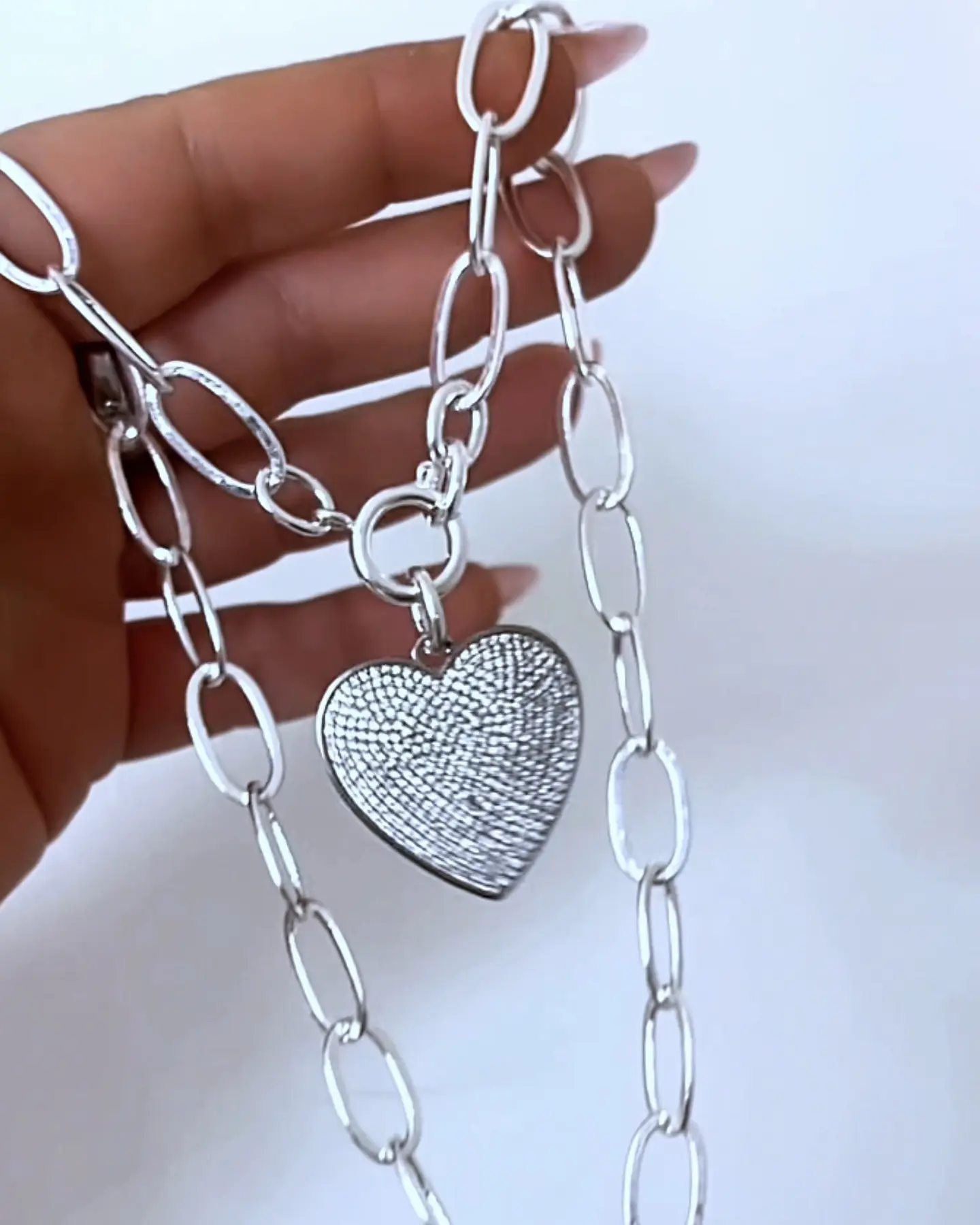 Collar Maxi eslabones Corazón Silver full circones  2