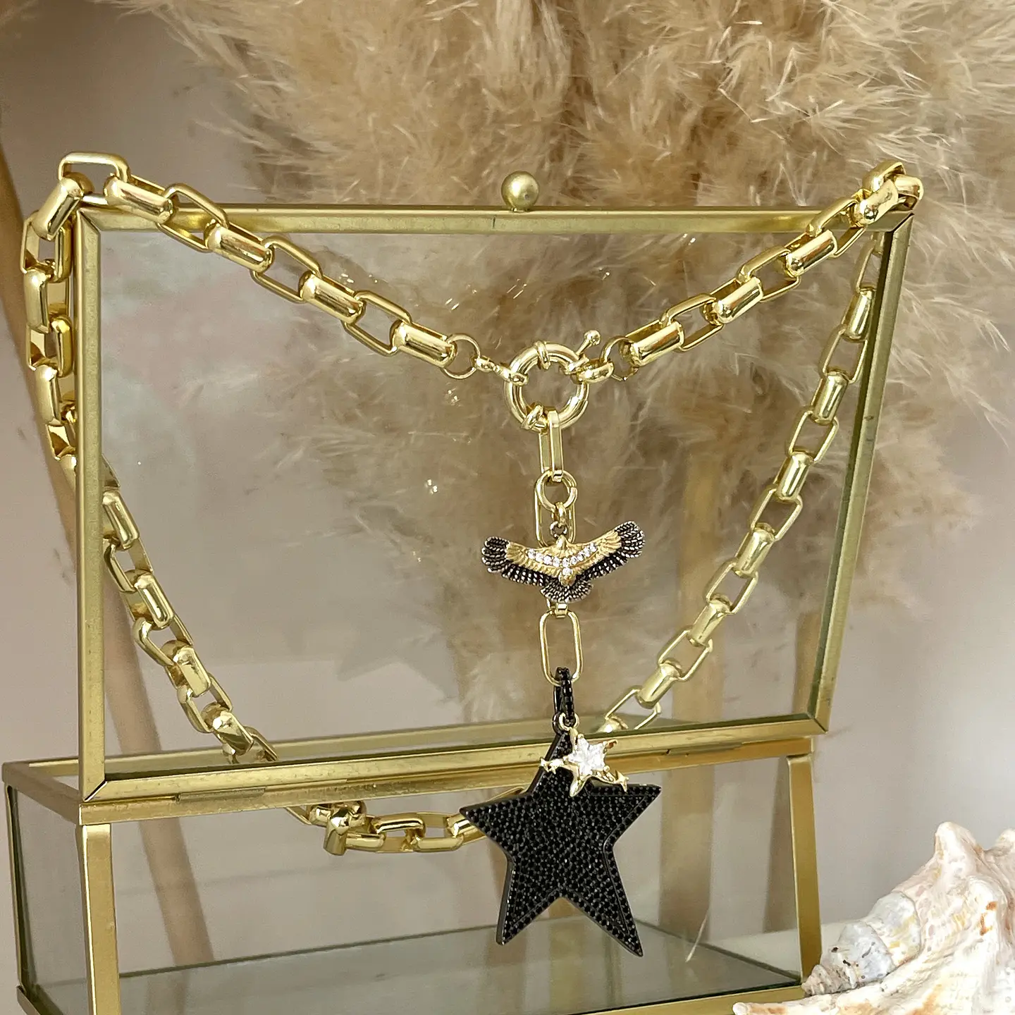 Collar Maxi Estrella Rockera Black multidije gold  8