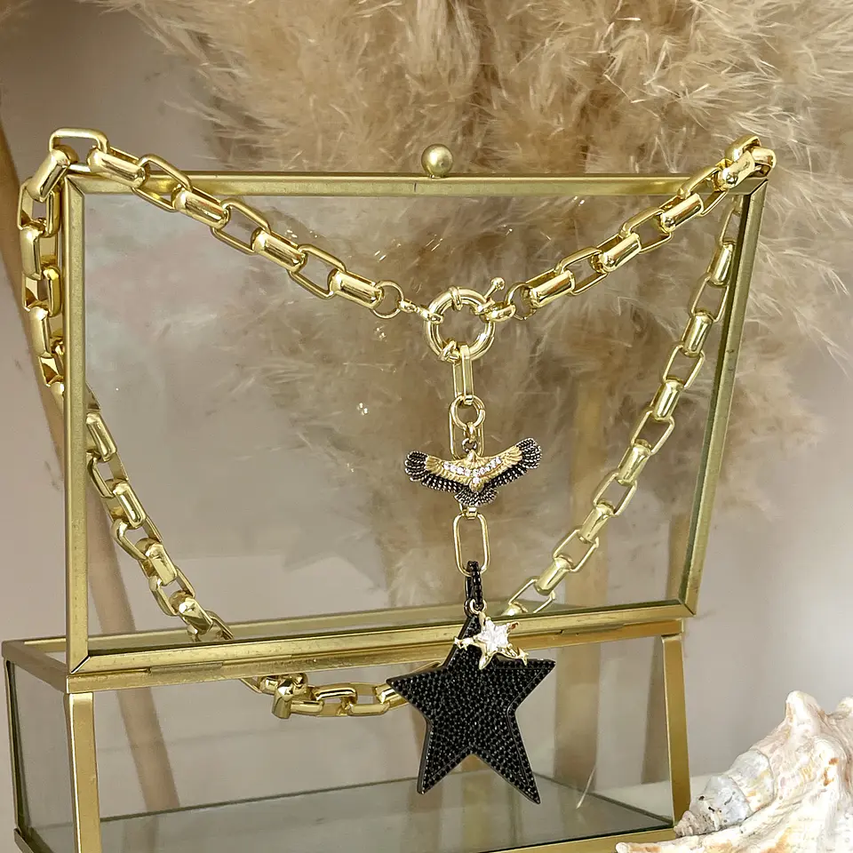 Collar Maxi Estrella Rockera Black multidije gold  8
