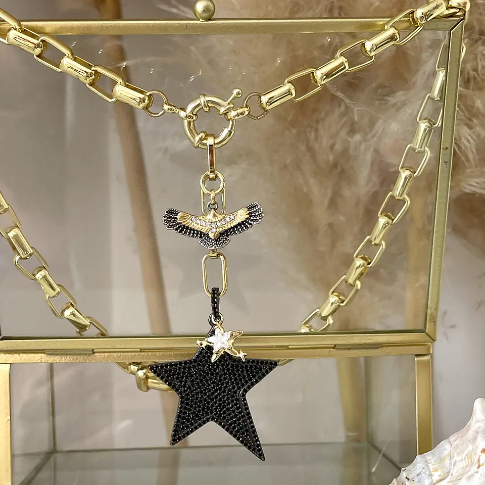 Collar Maxi Estrella Rockera Black multidije gold  2