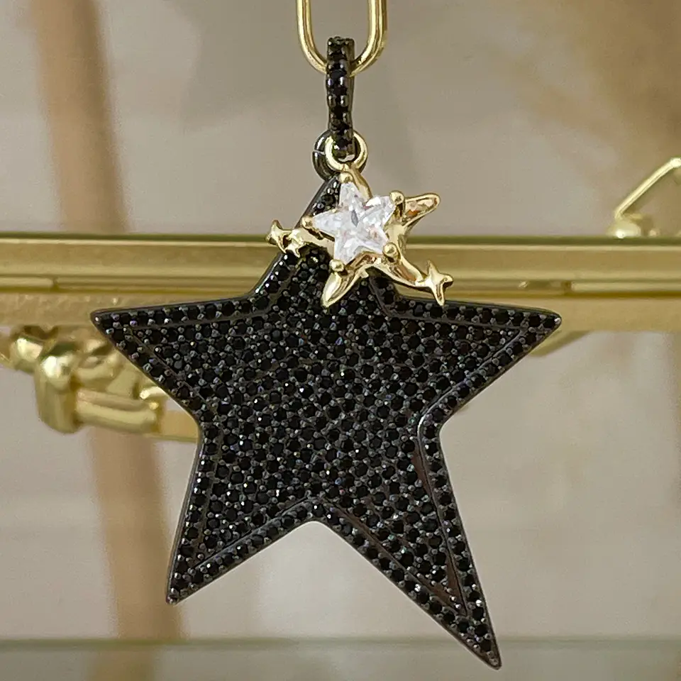 Collar Maxi Estrella Rockera Black multidije gold  4