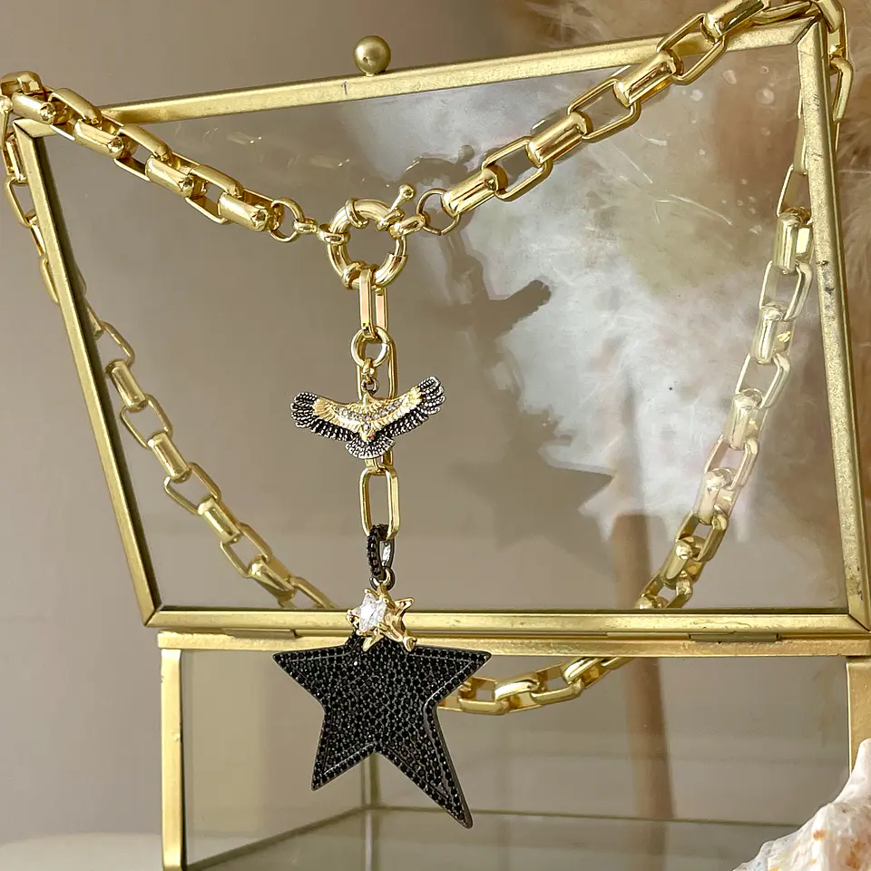 Collar Maxi Estrella Rockera Black multidije gold  6