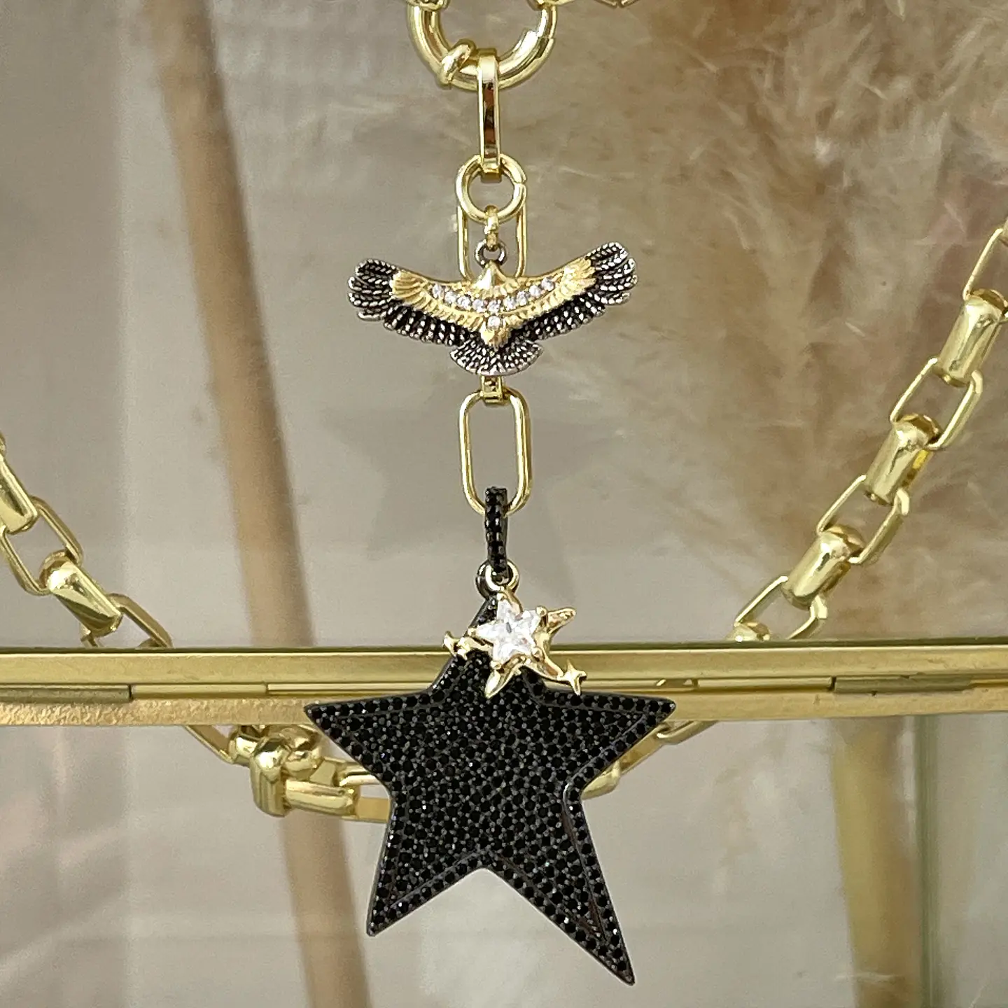 Collar Maxi Estrella Rockera Black multidije gold  3
