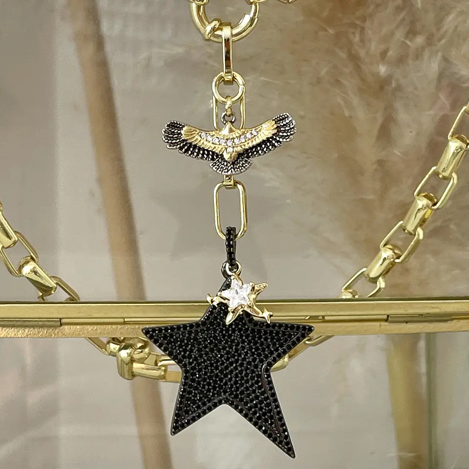 Collar Maxi Estrella Rockera Black multidije gold  3