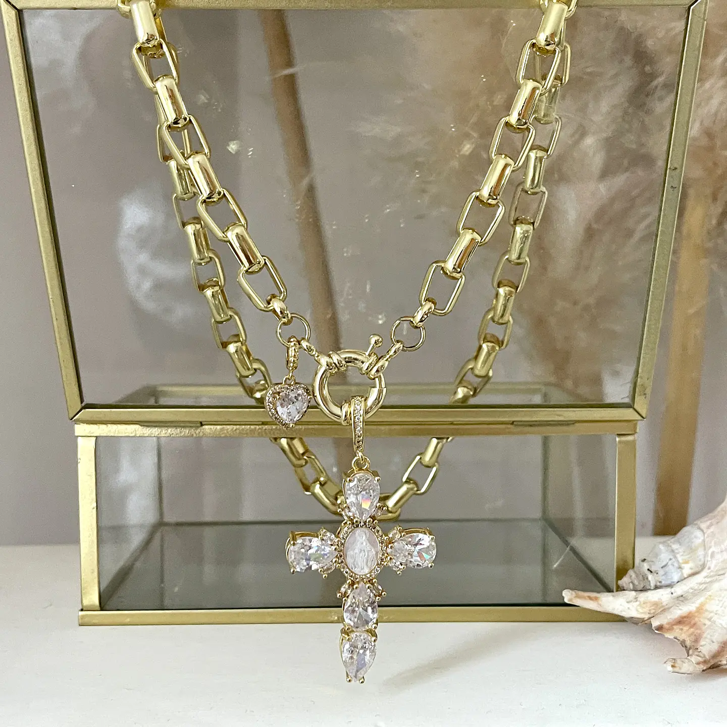 Collar Maxi Cruz Cristales Gold 5