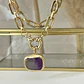 Collar Amatista facetada eslabones aplanados gold - Miniatura 2