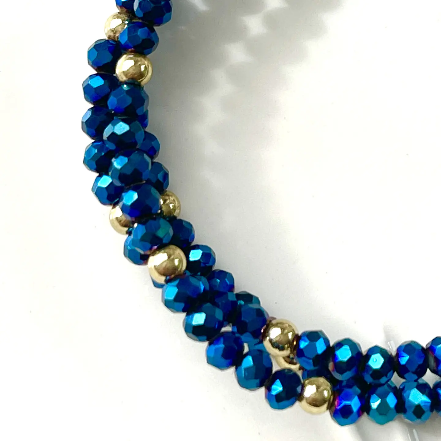 Pulsera Triple Cristales Azules Gold 💙 4