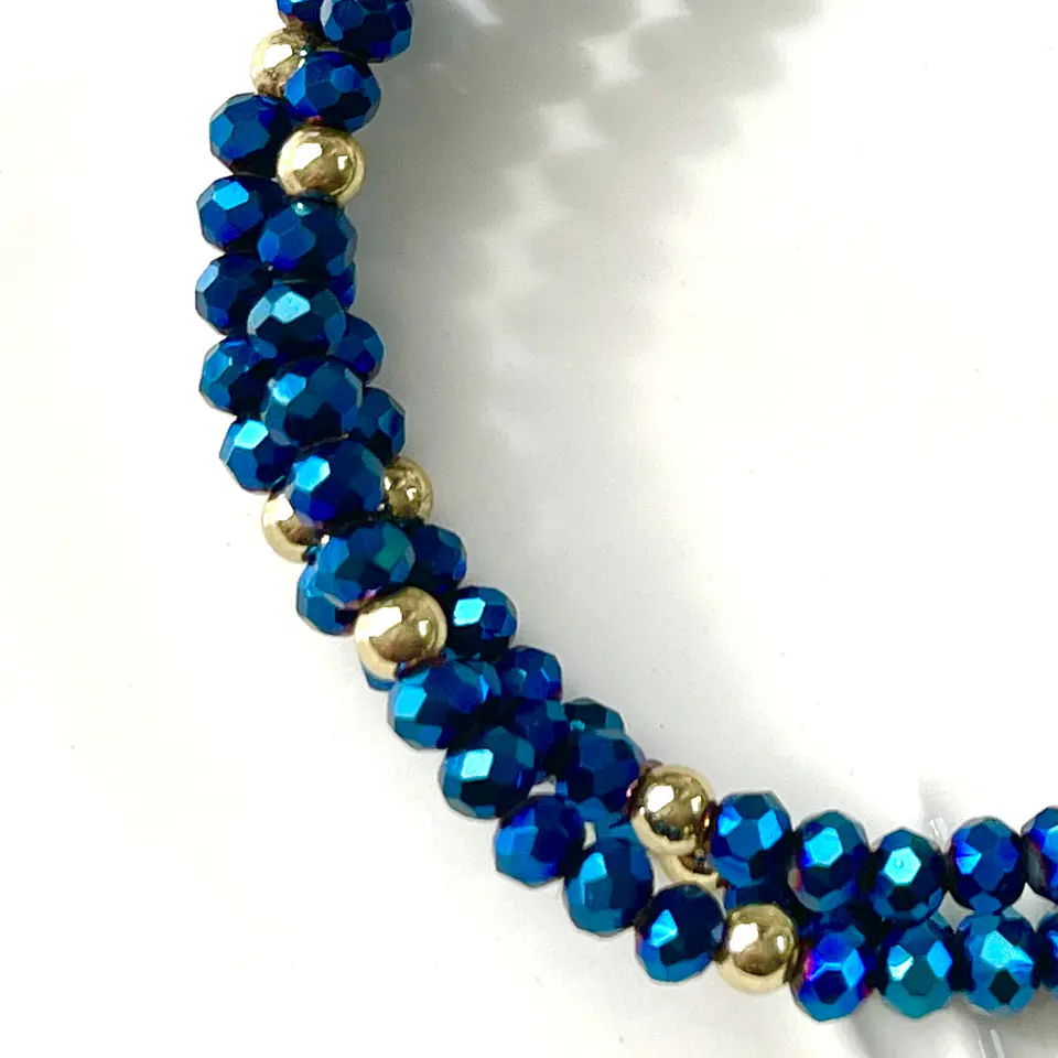 Pulsera Triple Cristales Azules Gold 💙 4