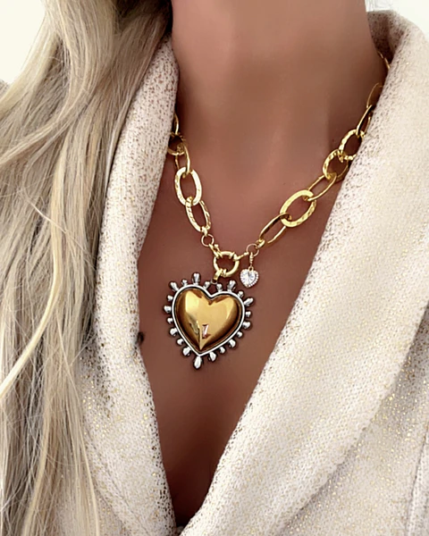 Collar Maxi Corazon Luxury Silver &Gold 