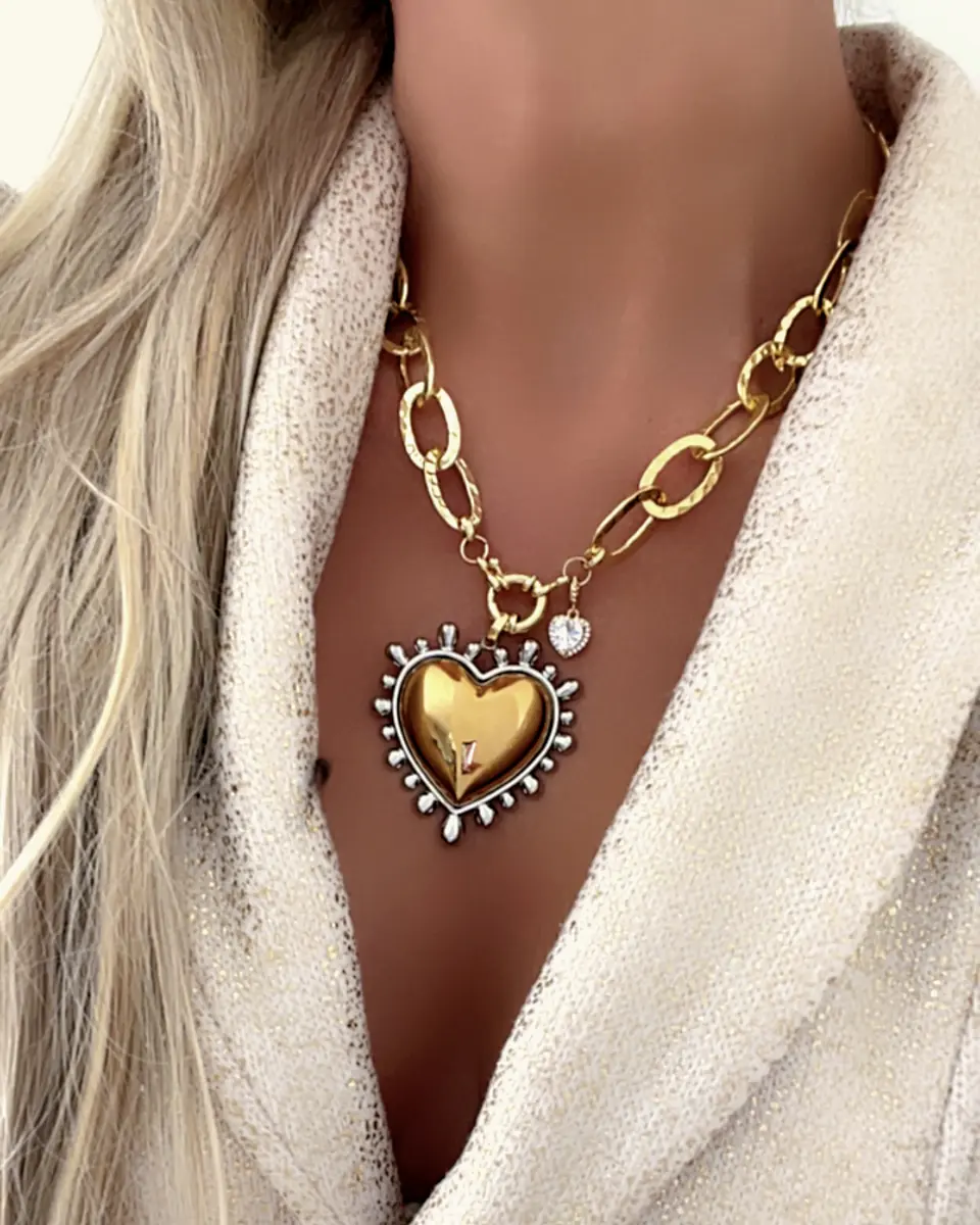Collar Maxi Corazon Luxury Silver &Gold  1
