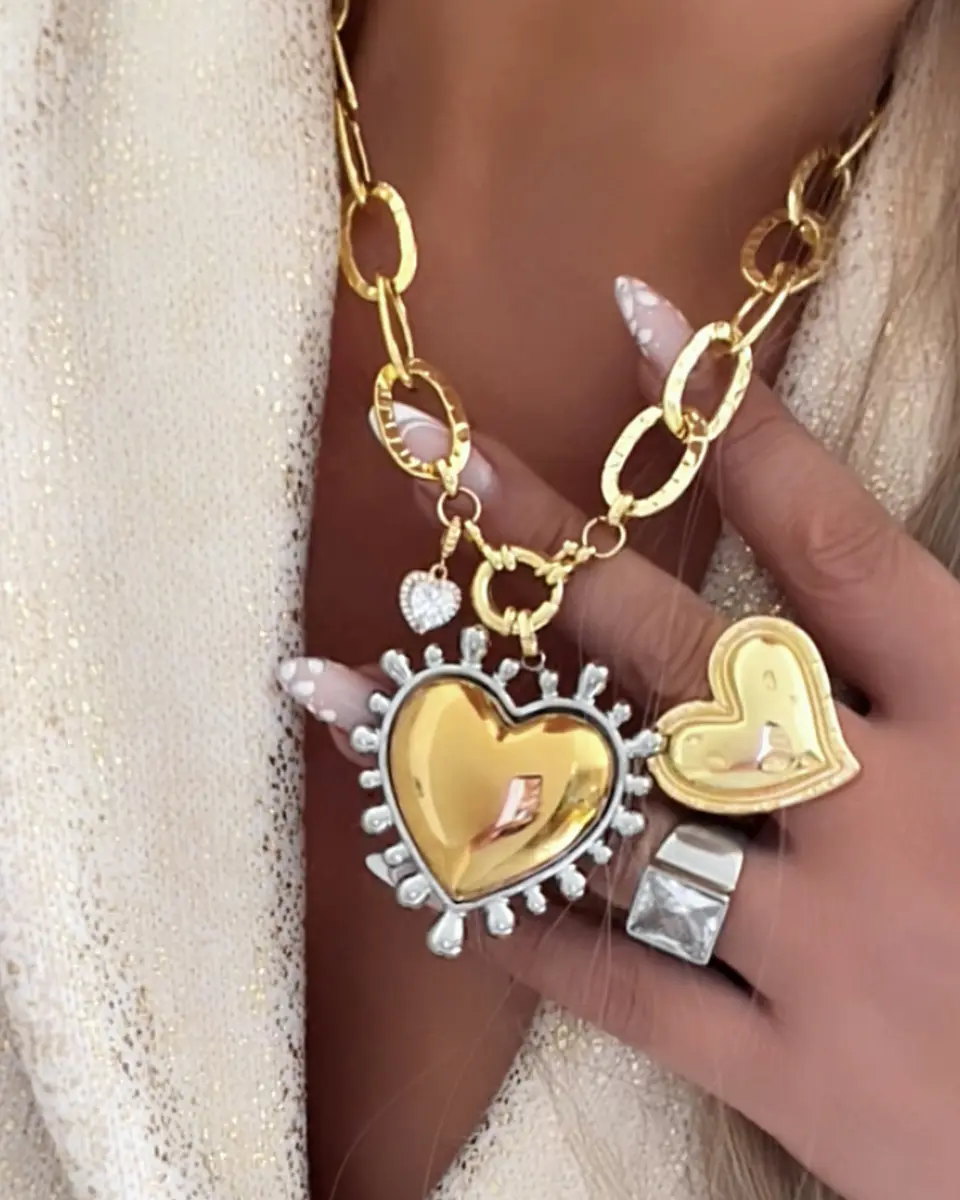 Collar Maxi Corazon Luxury Silver &Gold  3
