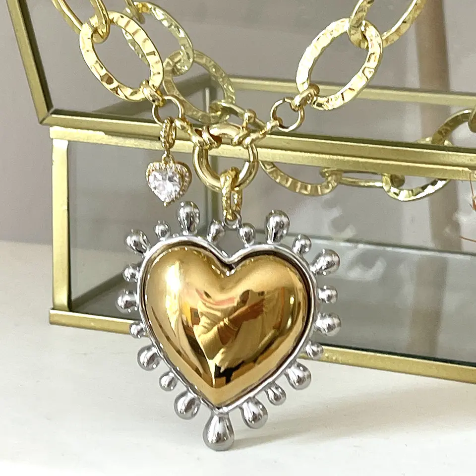 Collar Maxi Corazon Luxury Silver &Gold  4