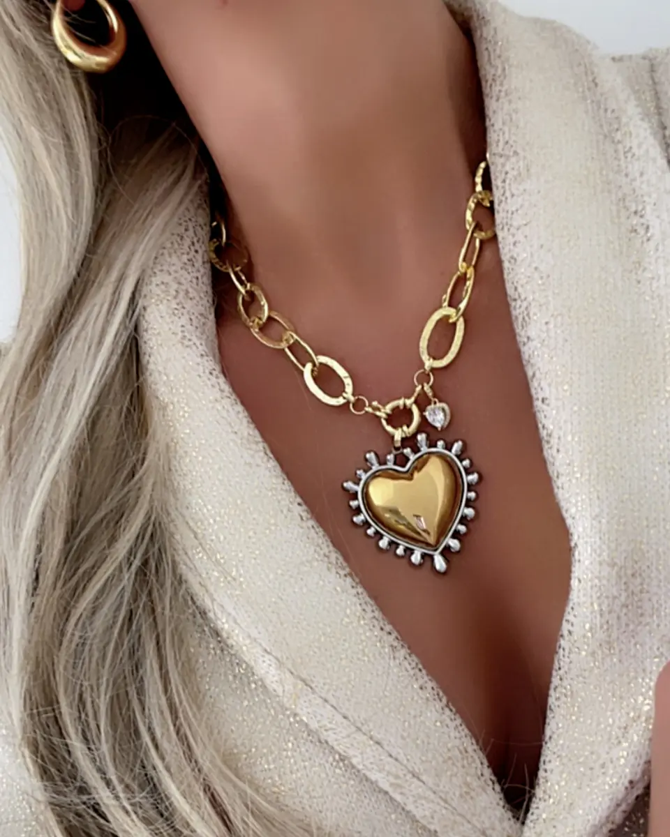 Collar Maxi Corazon Luxury Silver &Gold  5