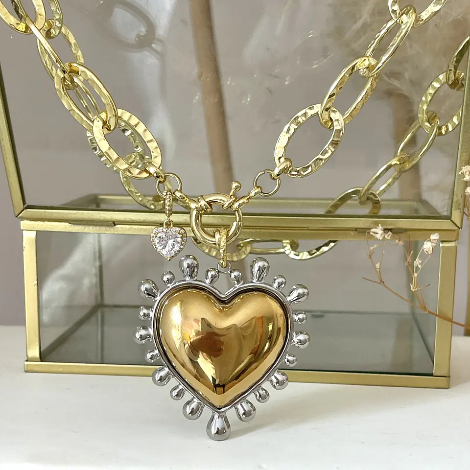 Collar Maxi Corazon Luxury Silver &Gold  7