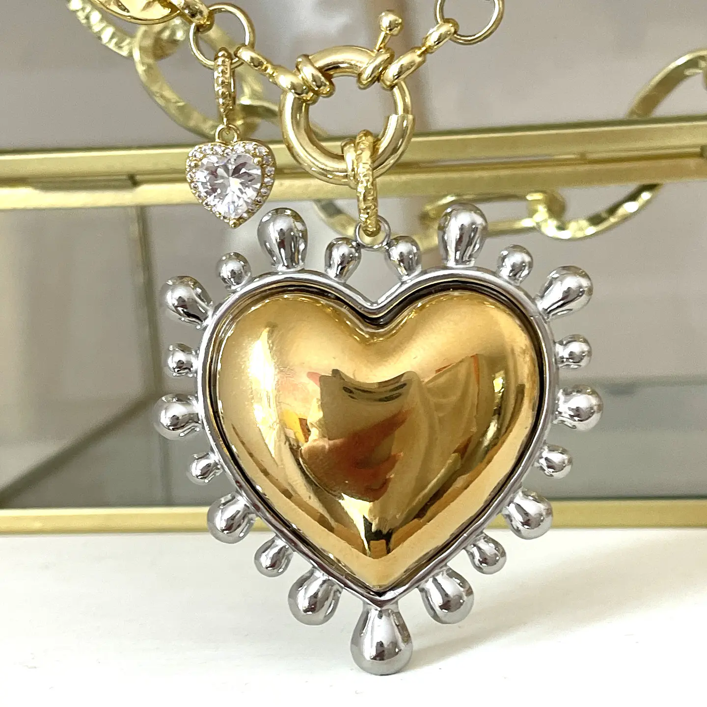 Collar Maxi Corazon Luxury Silver &Gold  9