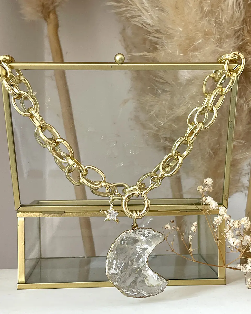 Collar XL Maxi Luna Cuarzo Maxi Eslabones gold 6