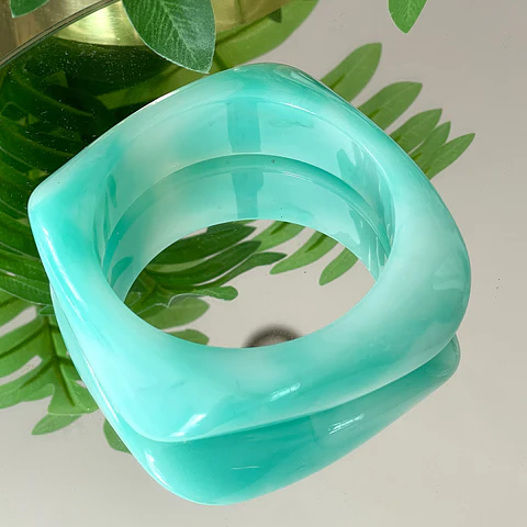 Maxi Brazalete Turquesa Geométrico 