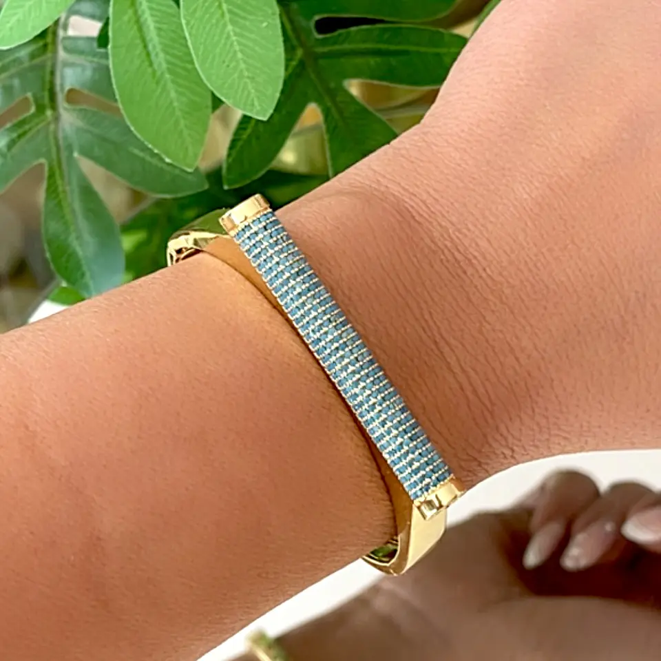 Brazalete Circones Turquesa Gold 2